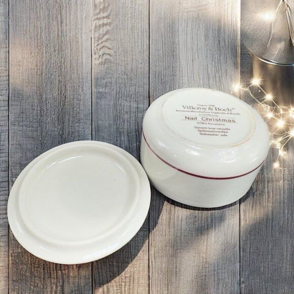 Villeroy & Boch Naif Christmas Round Trinket Box Jewelry Container Porcelain VTG - Picture 2 of 11